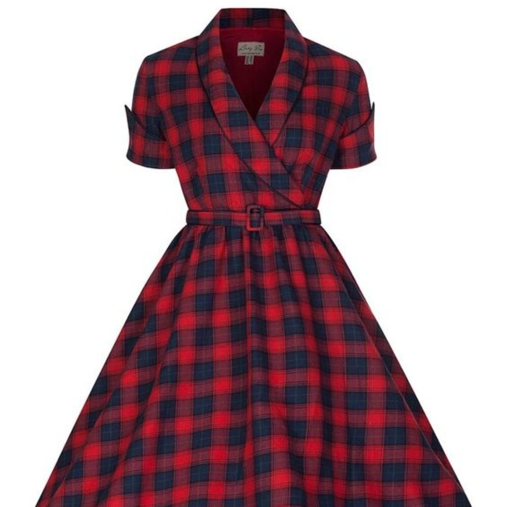Lindy Bop Courtney Red/Dark Blue Tartan